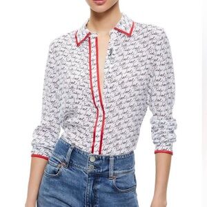 Alice + Olivia Willa printed silk crepe de chine shirt
Size XS
